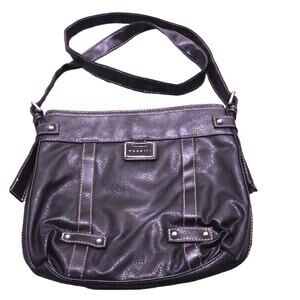 Rosetti Black Pebbled Faux Leather Crossbody Bag